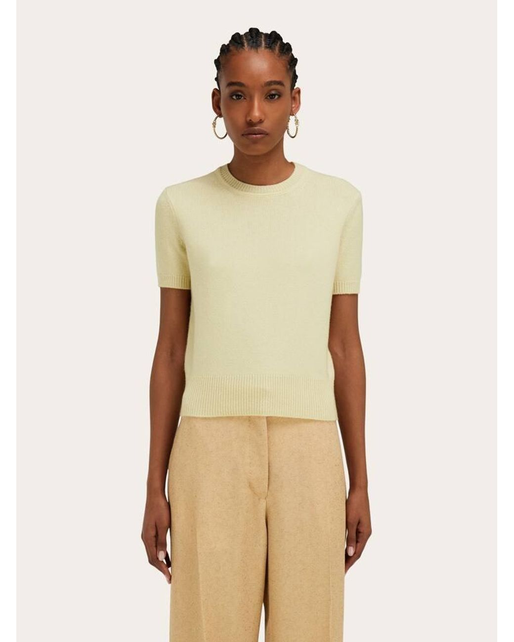 Ferragamo Natural Cashmere Knitted Top
