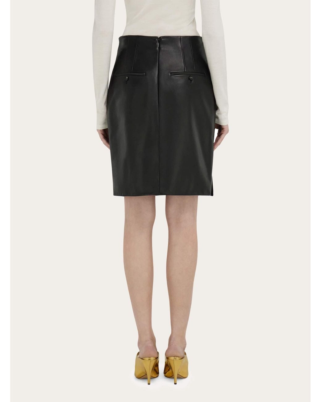 Ferragamo Black Nappa Skirt