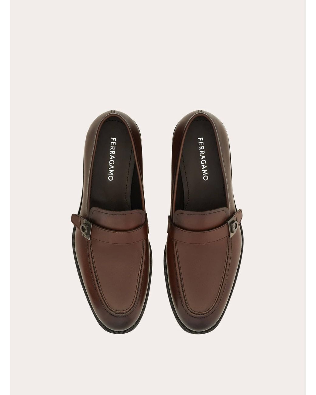 Ferragamo Brown Loafer With Hug Buckle for men
