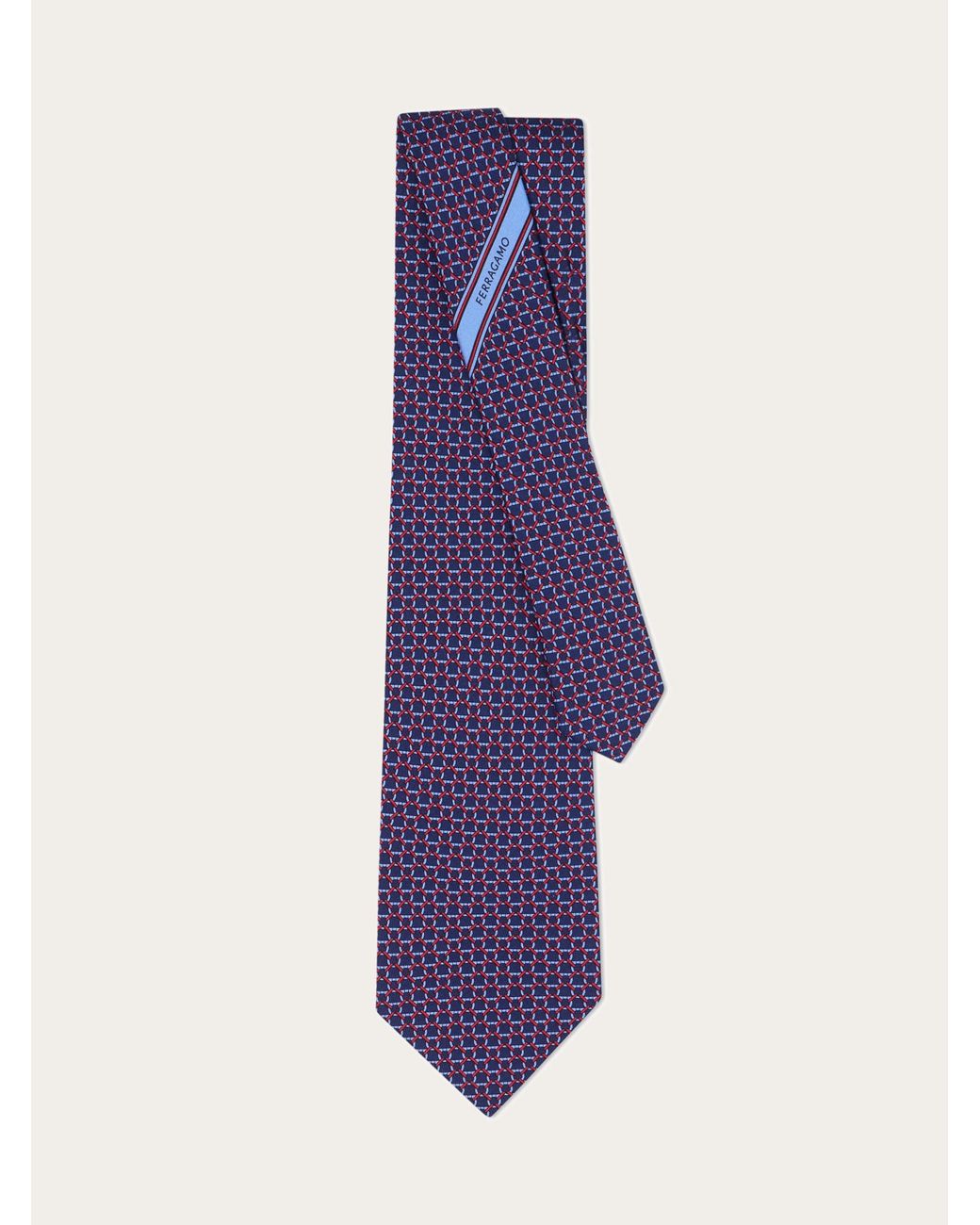 Ferragamo Purple Link Print Silk Tie for men