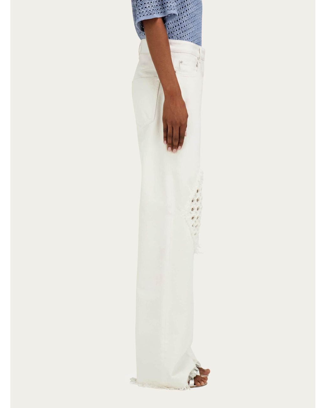 Ferragamo White Jeans With Frayed Detail