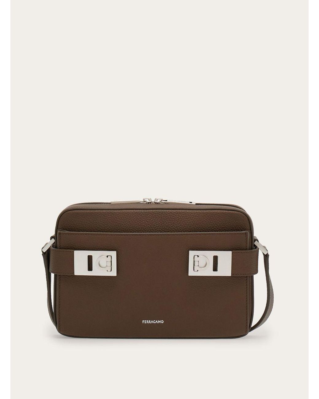 Ferragamo Shoulder Bag With Gancini Buckles in Brown for Men Lyst UK
