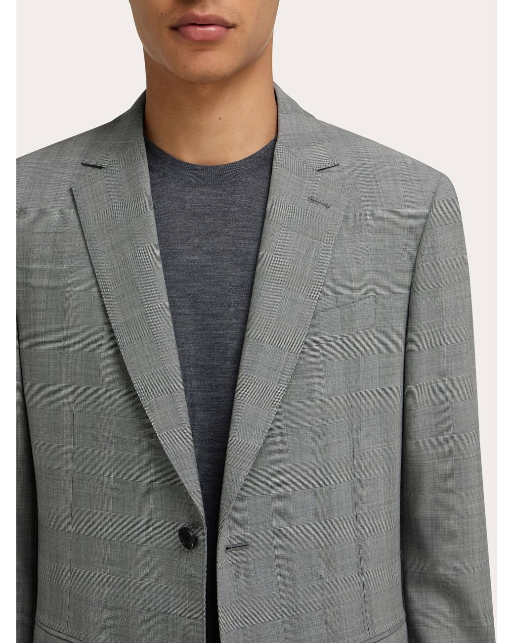 Ferragamo Gray Prince Of Wales Check Suit for men