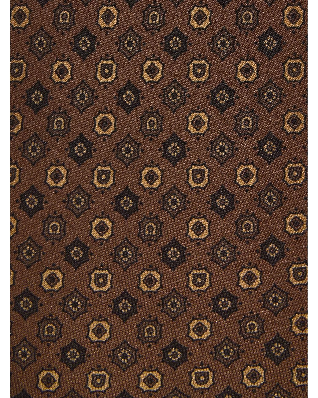 Ferragamo Brown Micro Pattern Silk Tie for men