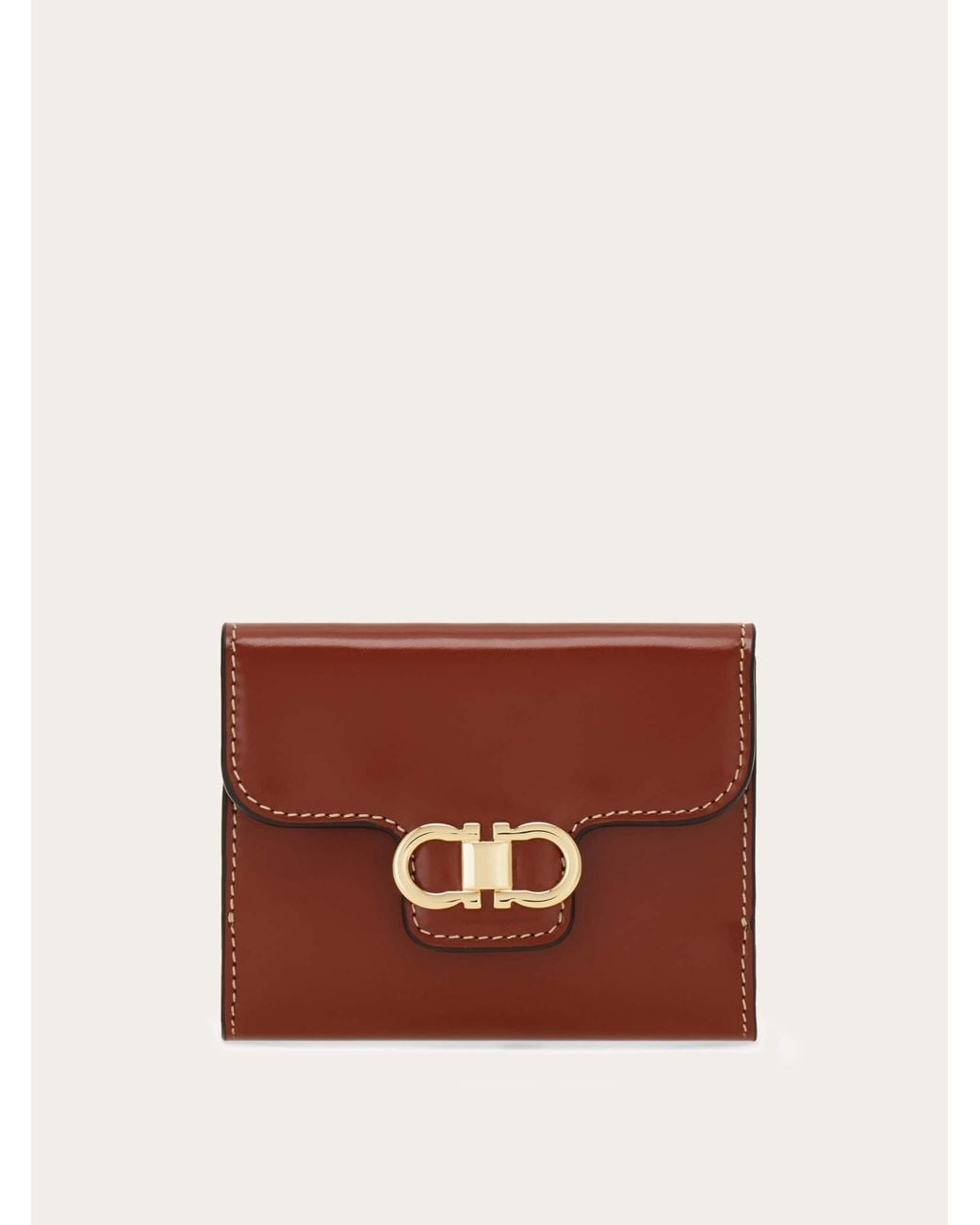 Ferragamo Brown Gancini Compact Wallet