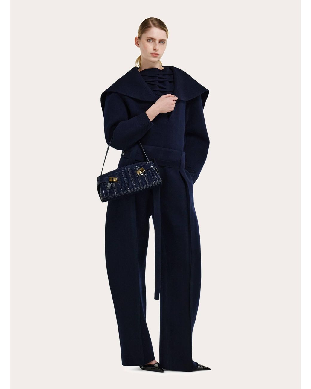 Ferragamo Blue East-West Hug Shoulder Bag
