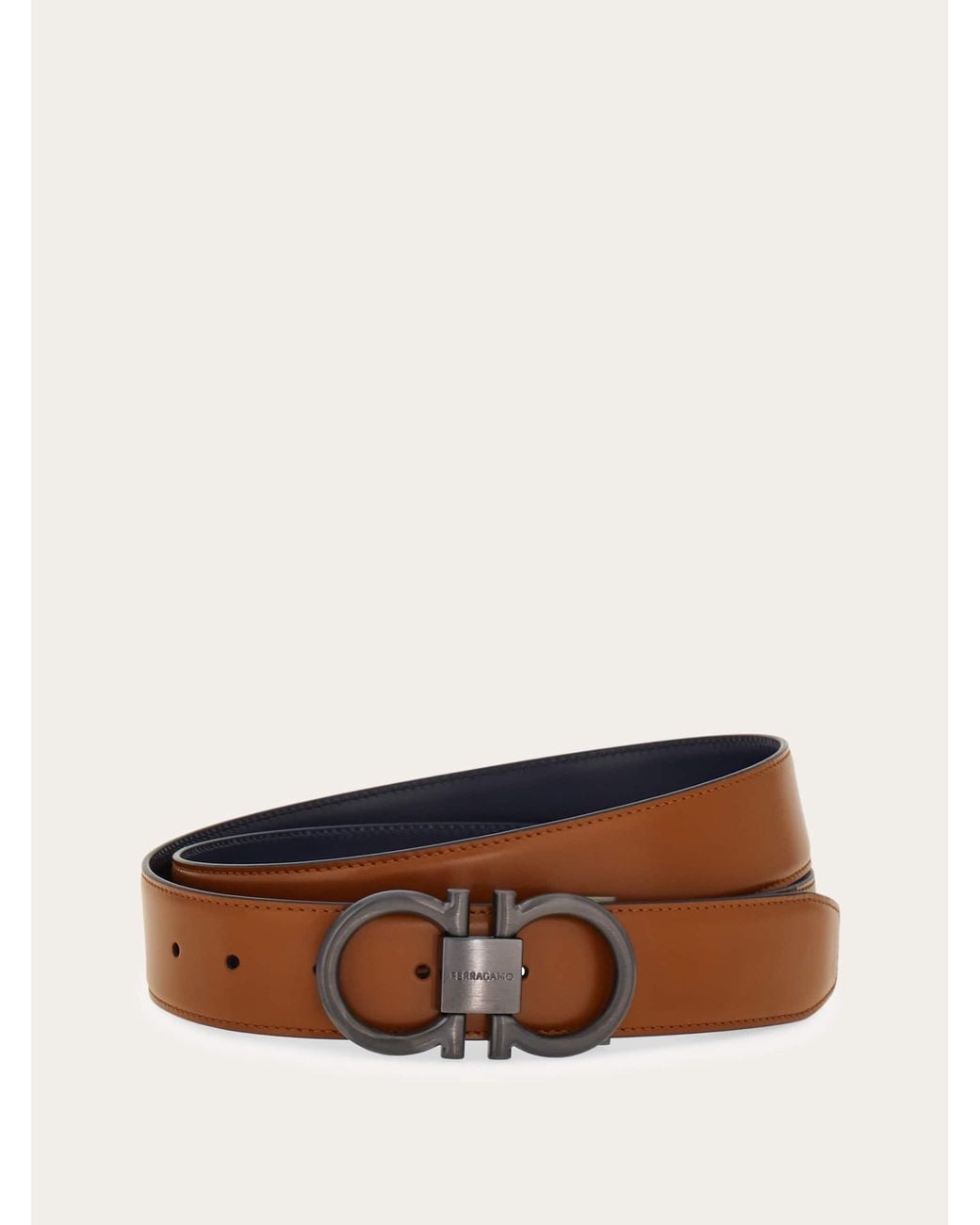 Ferragamo Brown Reversible And Adjustable Gancini Belt for men