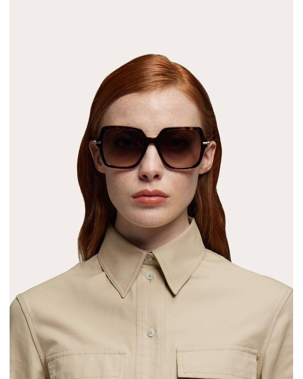 Ferragamo Pink Square Frame Sunglasses