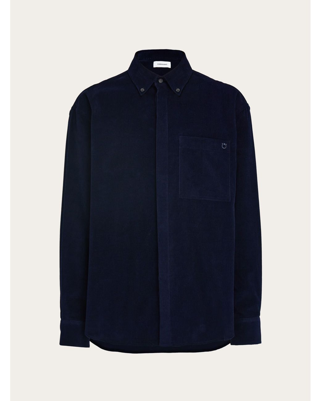 Ferragamo Blue Velvet Shirt for men