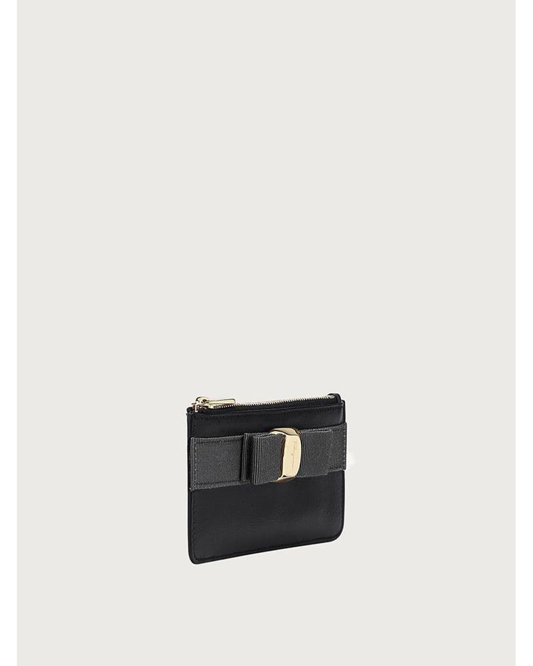 Ferragamo White Vara Bow Credit Card Holder