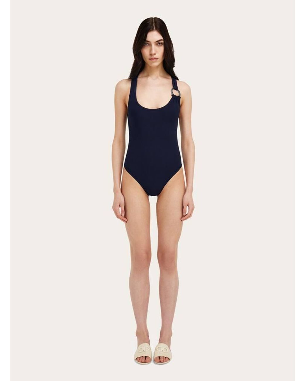 Ferragamo Blue Gancini Full Swimsuit