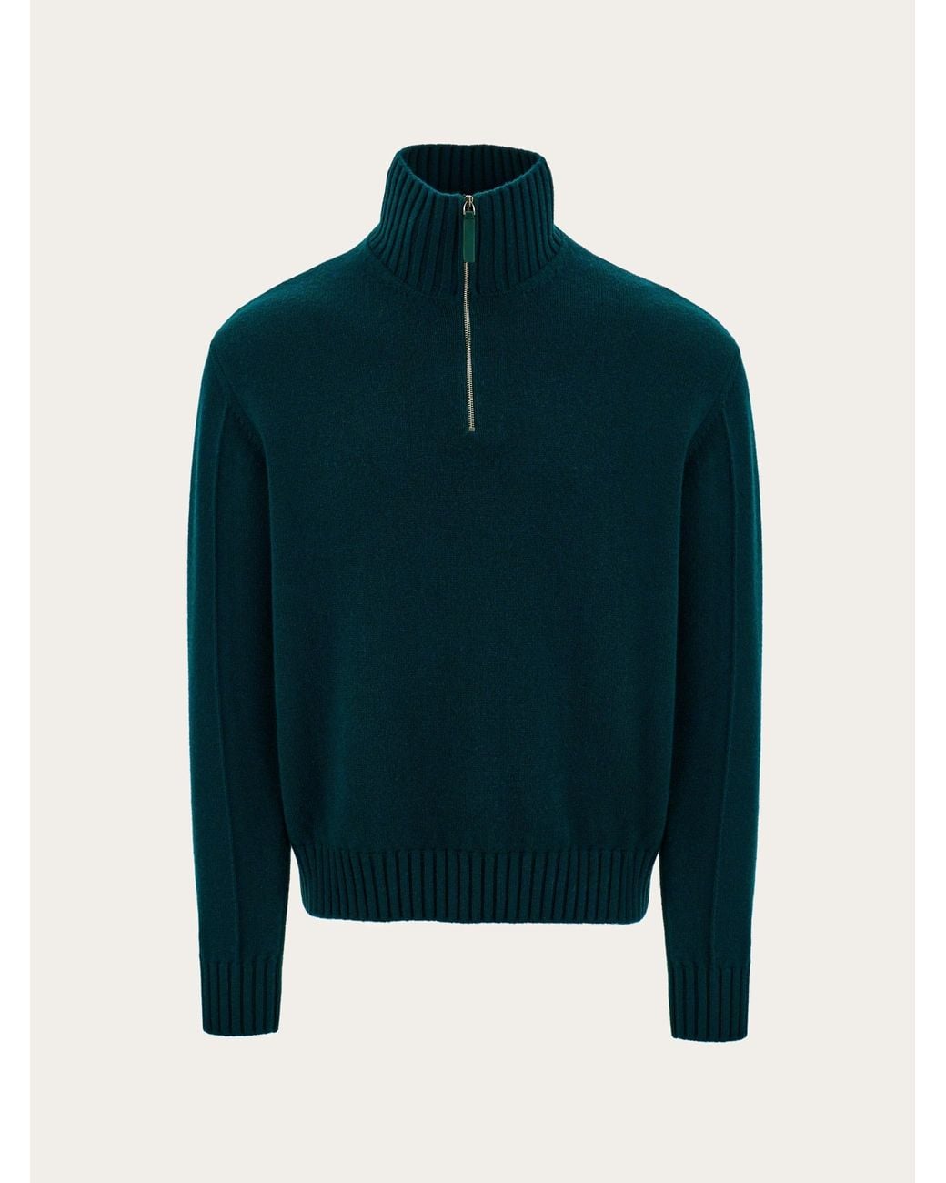 Ferragamo Blue High Neck Cashmere Pullover for men