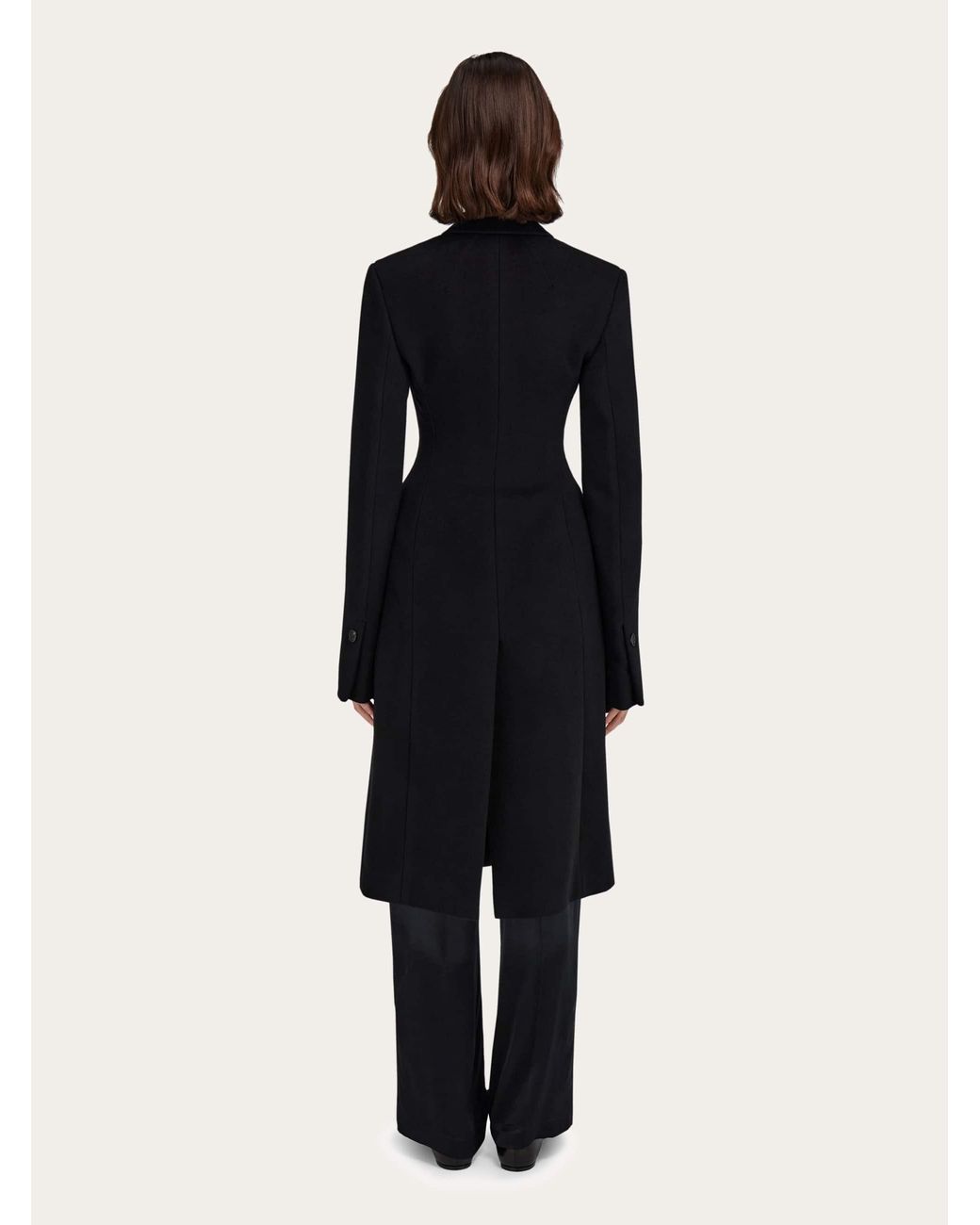 Ferragamo Blue Fitted Single Breasted Coat