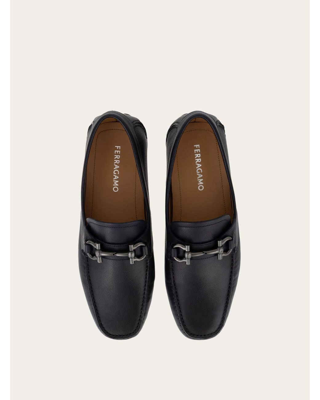 Ferragamo White Gancini Ornament Driver for men