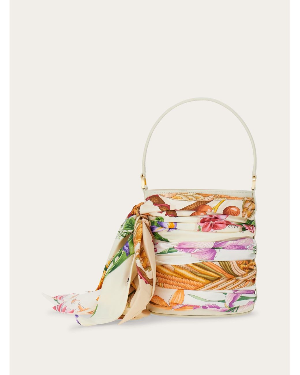 Ferragamo Natural Mini Bucket Bag With Foulard