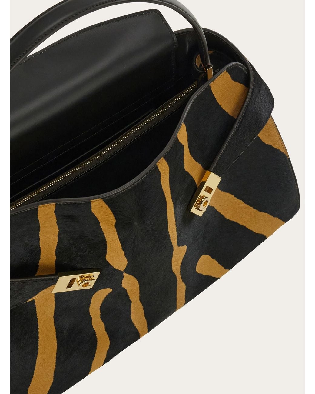Ferragamo Black Hug Soft Bicolor Shoulder Bag (L)