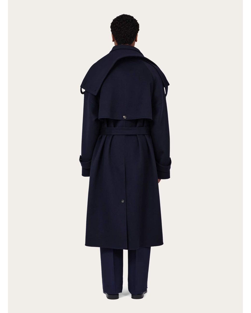 Ferragamo Blue Oversize Wool And Cashmere Coat for men