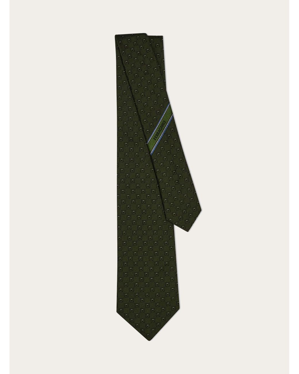 Ferragamo Green Gancini Silk Jacquard Tie for men