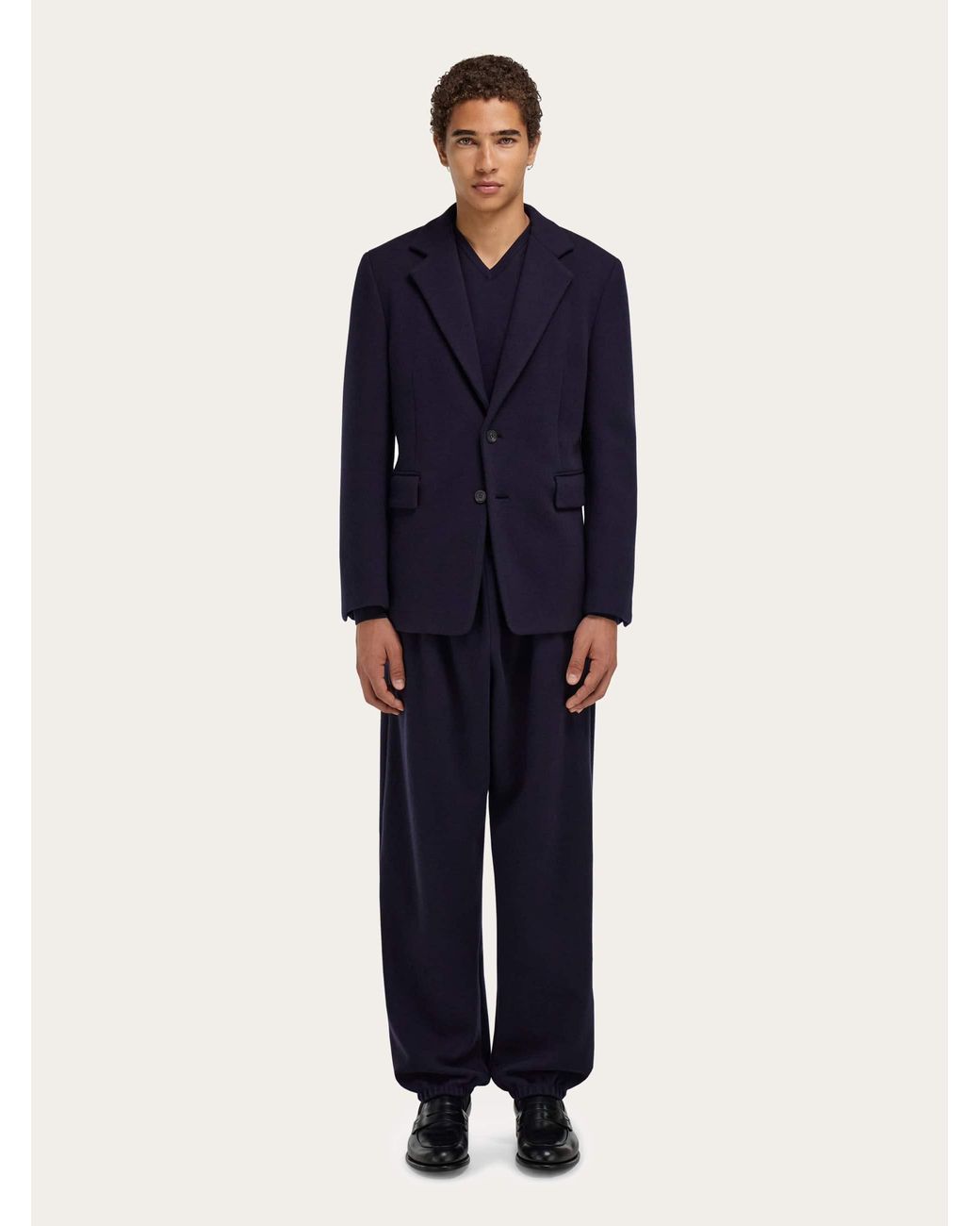 Ferragamo Blue Single Breasted Jersey Blazer for men