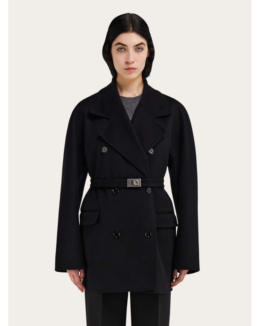 Ferragamo Black Double Cashmere Jacket