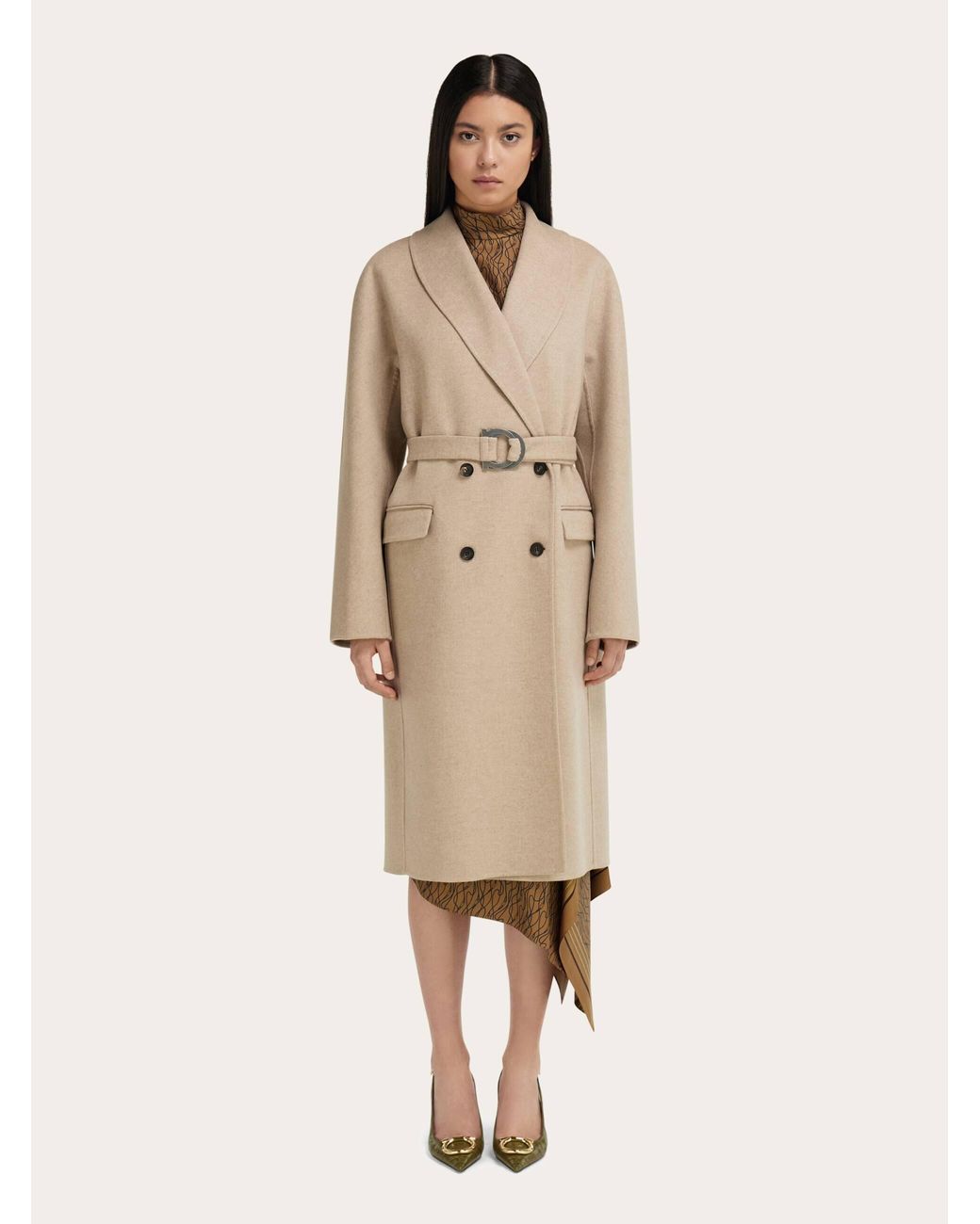 Ferragamo Natural Double Breasted Coat
