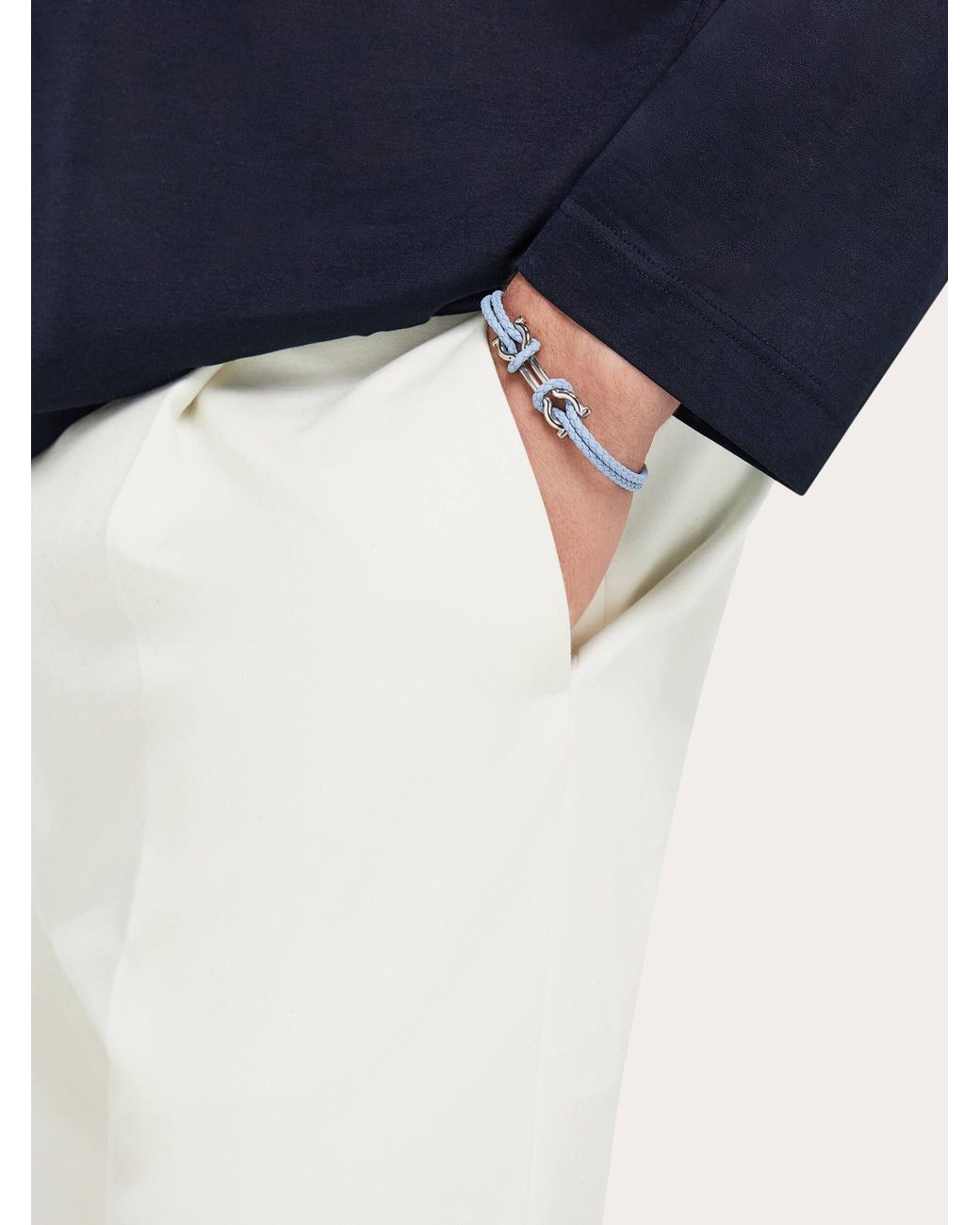 Ferragamo Blue Double Gancini Bracelet (18Cm) for men