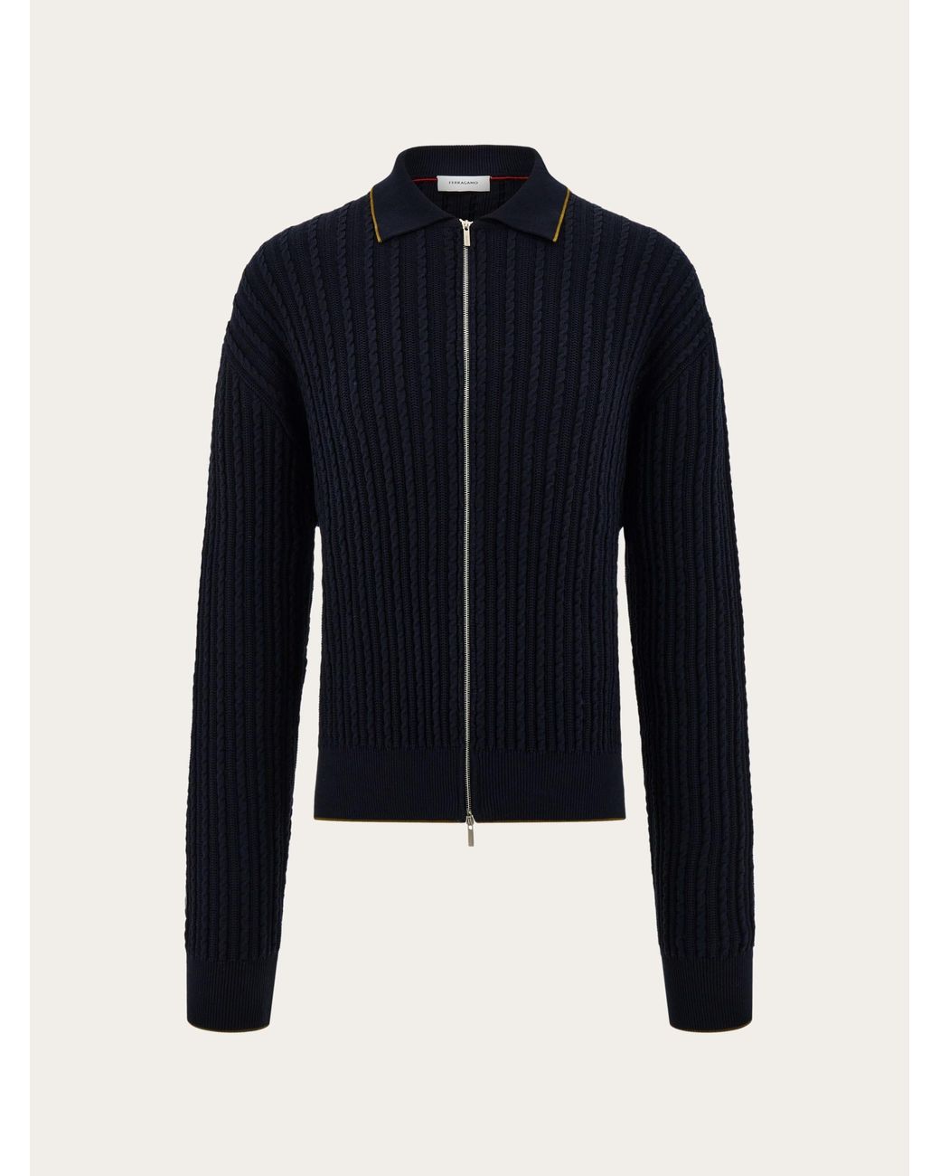 Ferragamo Blue Cotton And Silk Cardigan for men