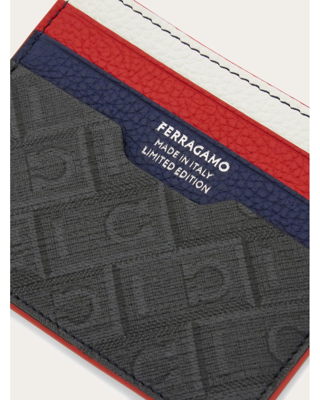 Ferragamo Blue Monogram Credit Card Holder for men