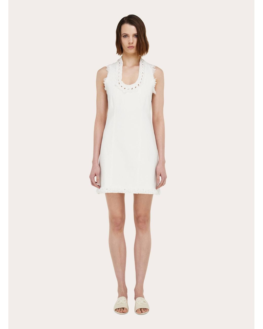 Ferragamo White Short Denim Dress