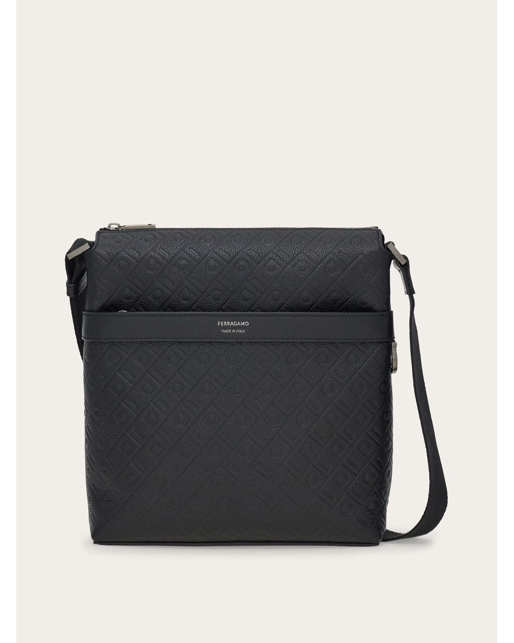 Ferragamo Black Monogram Messenger Bag for men