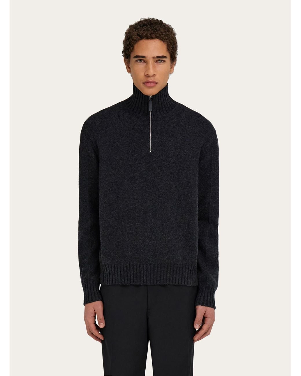 Ferragamo Blue High Neck Cashmere Pullover for men