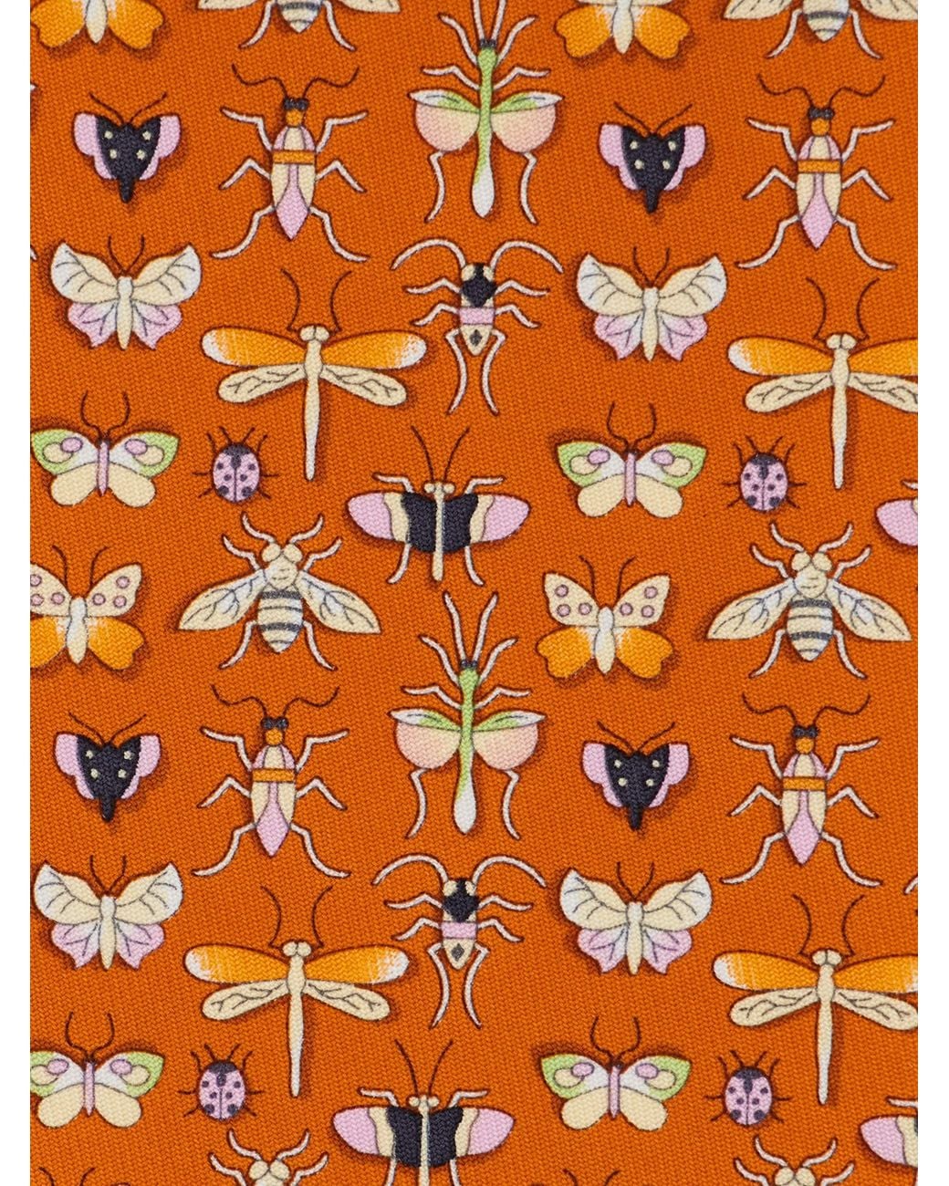 Ferragamo Orange Beetle Print Silk Tie for men