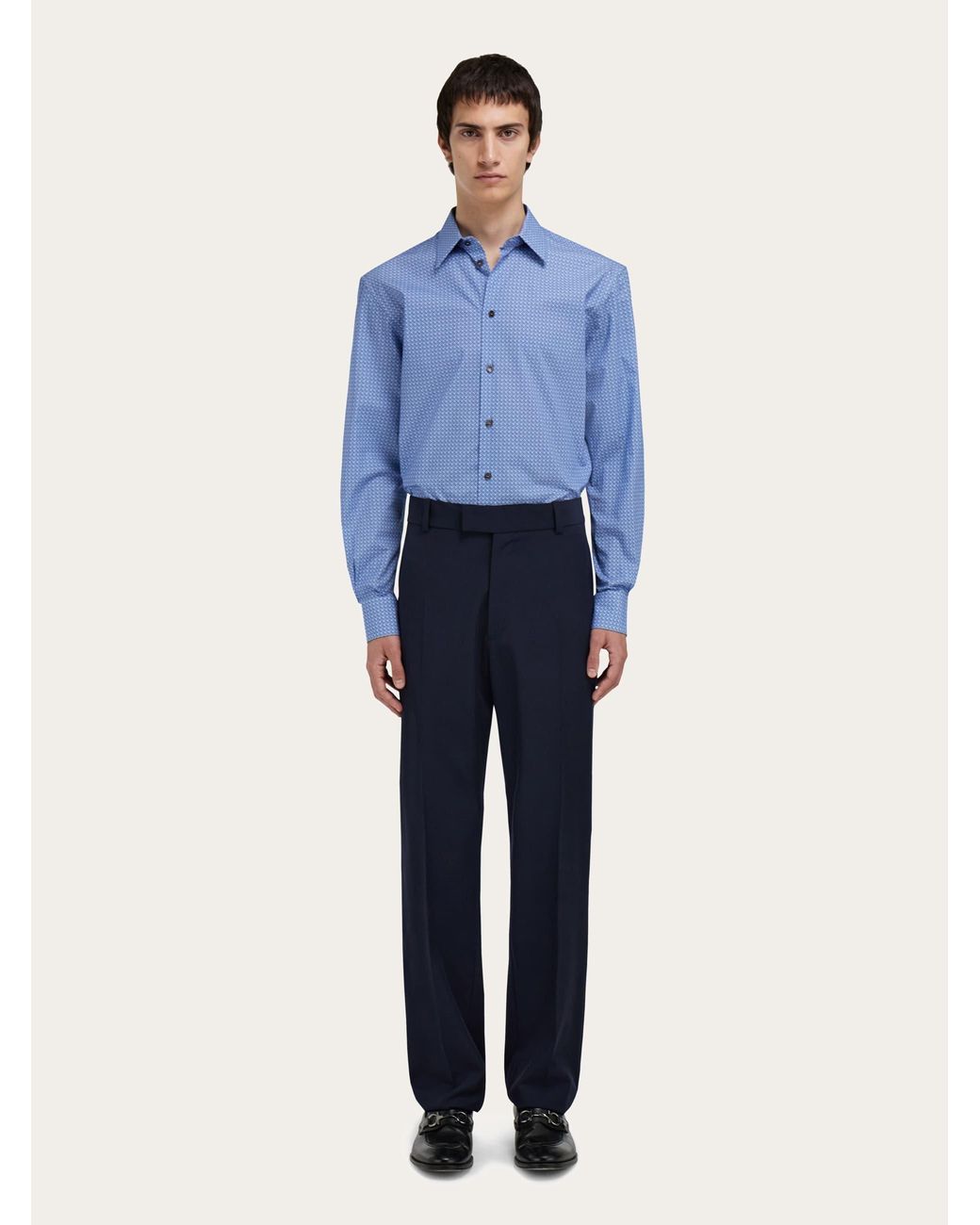 Ferragamo Blue Monogram Shirt for men