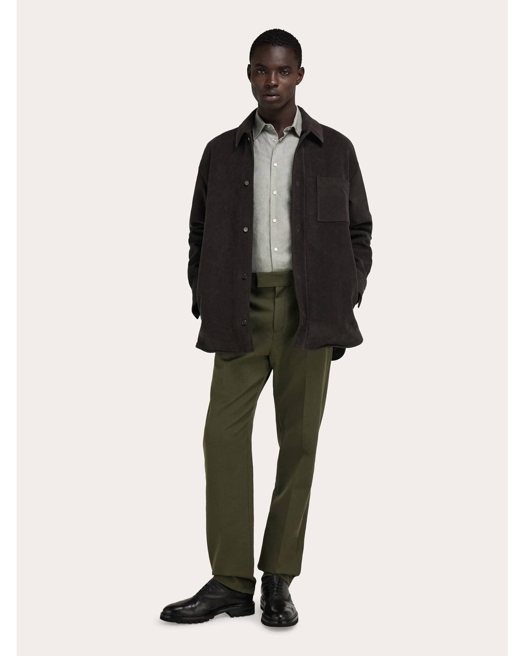 Ferragamo Black Moleskin Overshirt for men