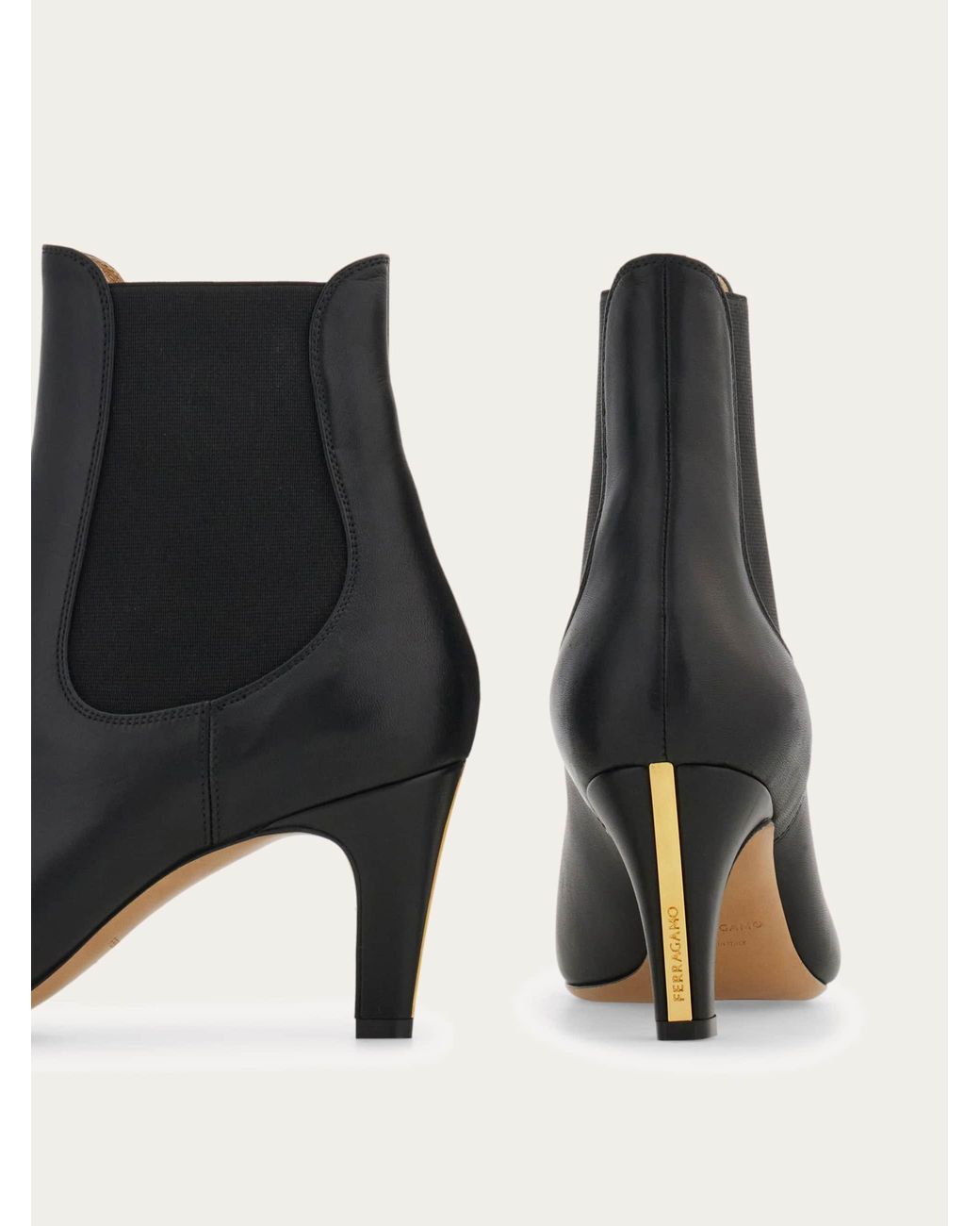 Ferragamo Black Mid Heel Chelsea Boots
