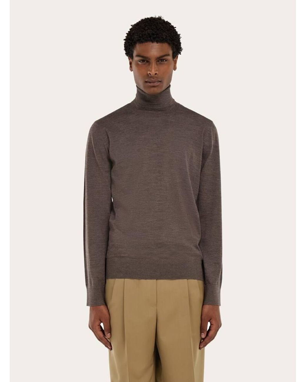 Ferragamo Brown High Neck Pullover for men
