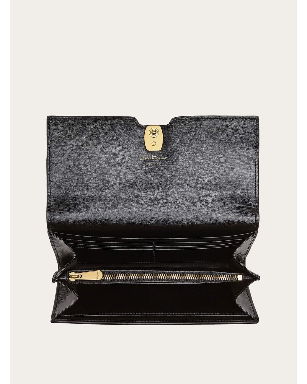 Ferragamo Black Vara Bow Continental Wallet