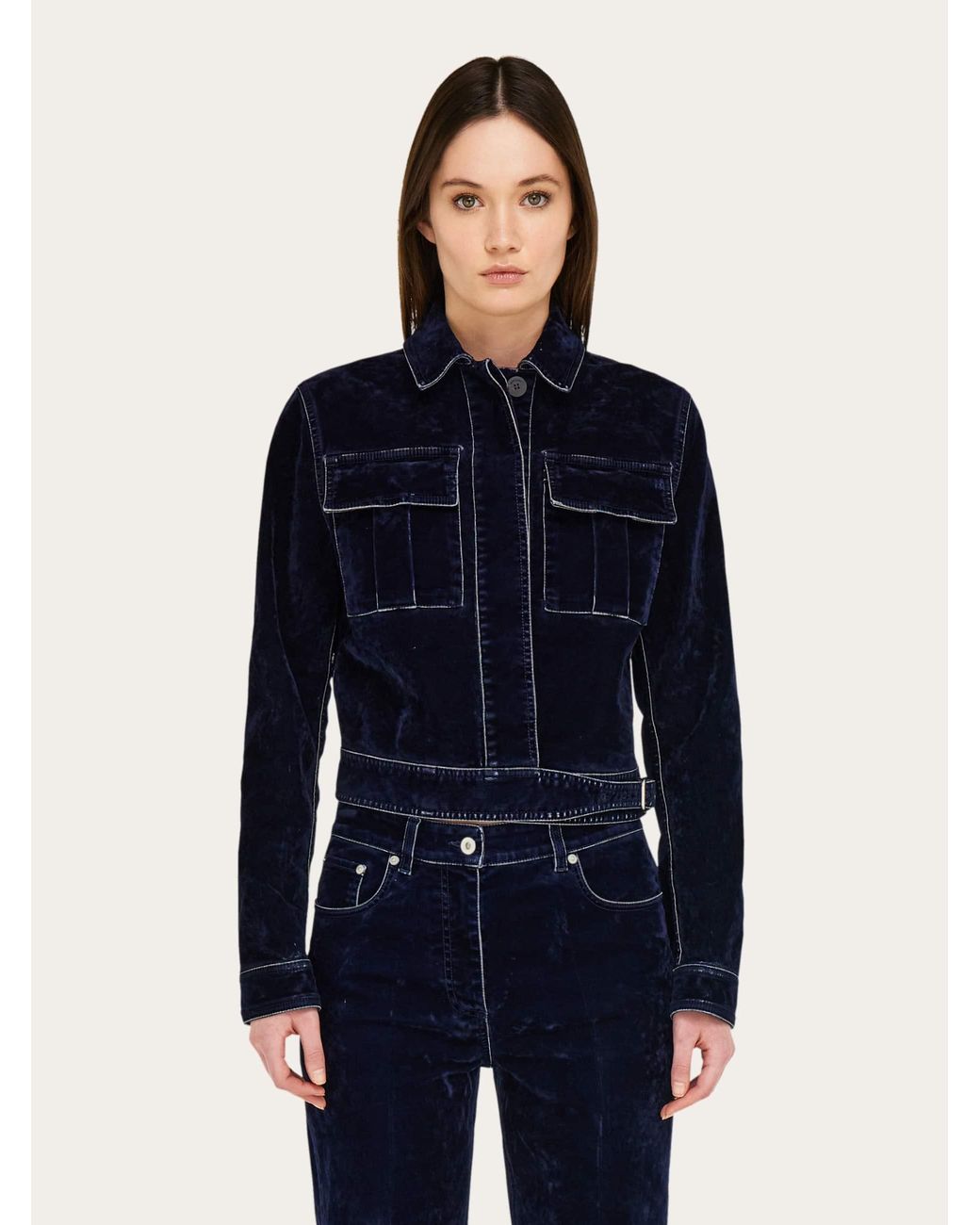 Ferragamo Blue Boxy Jacket