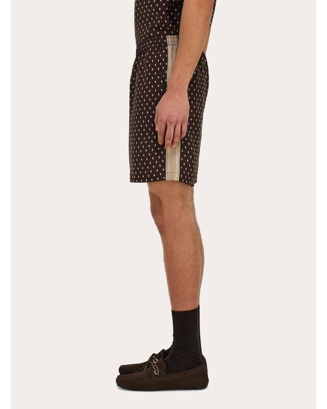 Ferragamo Brown Silk Bermuda Shorts for men