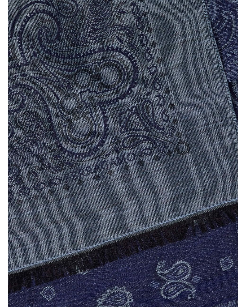 Ferragamo Blue Arabesque Print Stole for men
