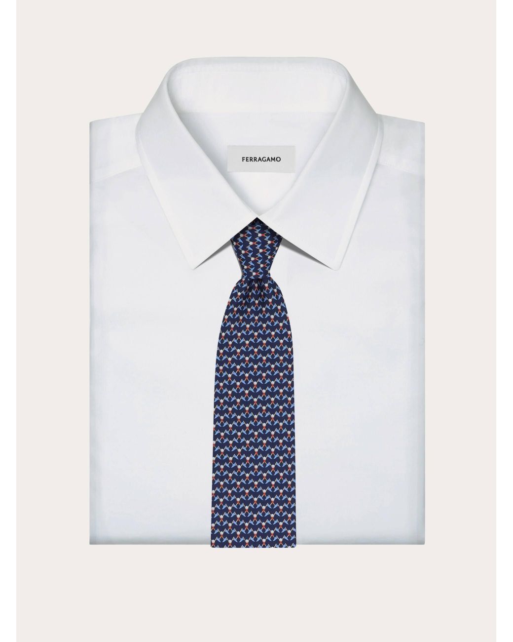 Ferragamo Blue Club Print Silk Tie for men