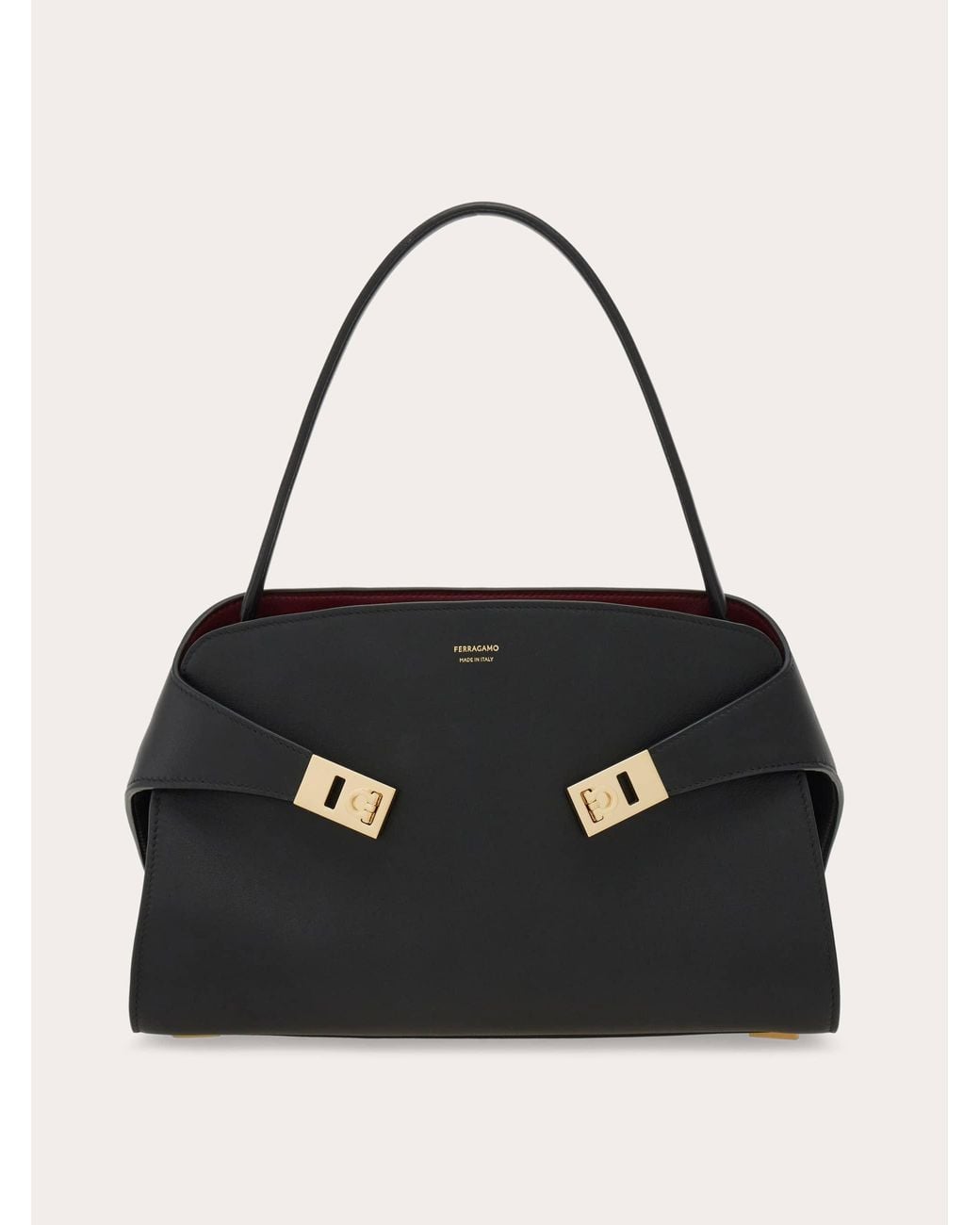 Ferragamo Black Hug Soft Bicolor Shoulder Bag (M)