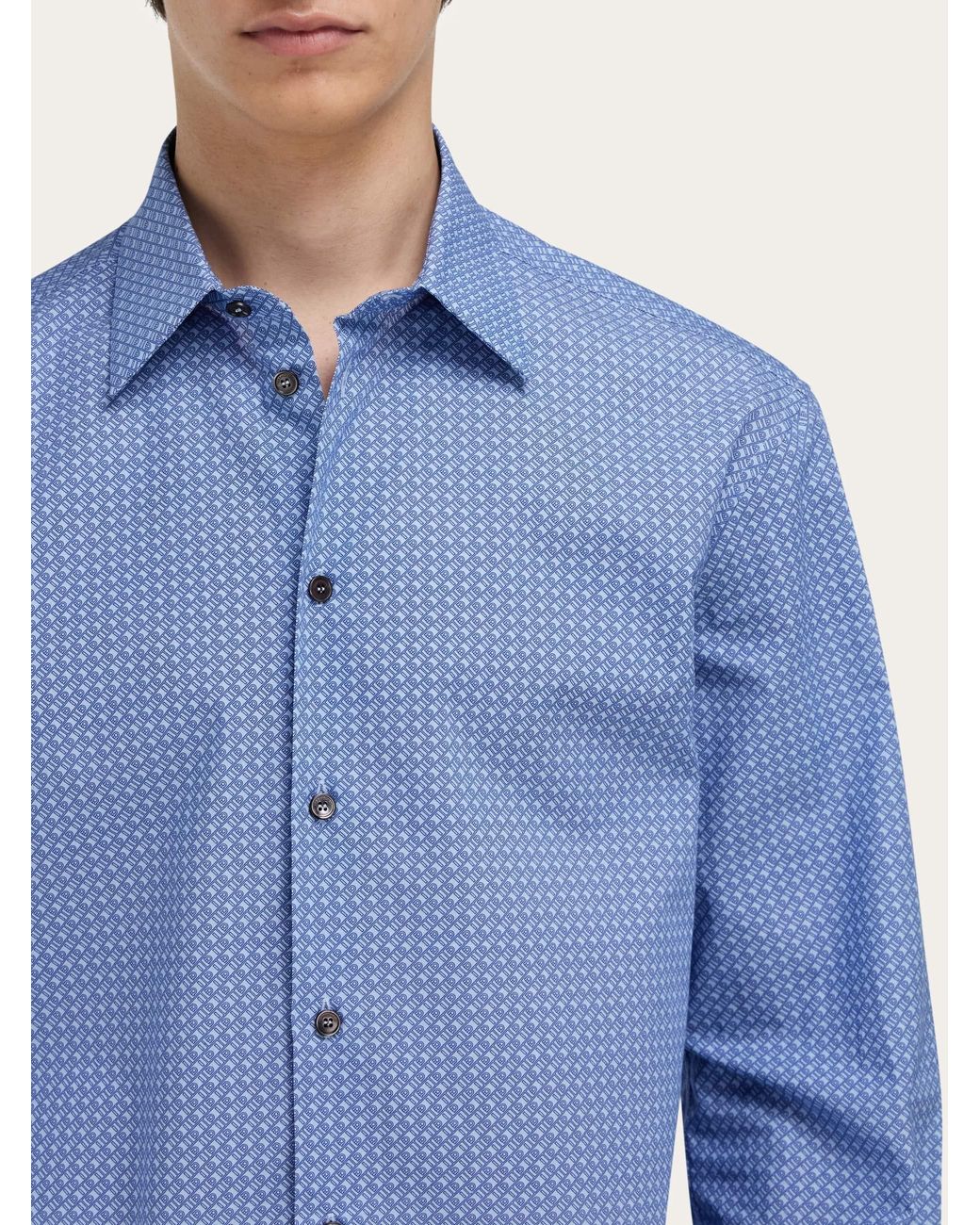 Ferragamo Blue Monogram Shirt for men