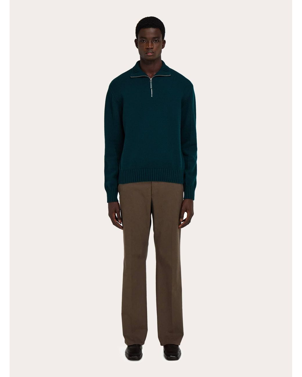 Ferragamo Blue High Neck Cashmere Pullover for men