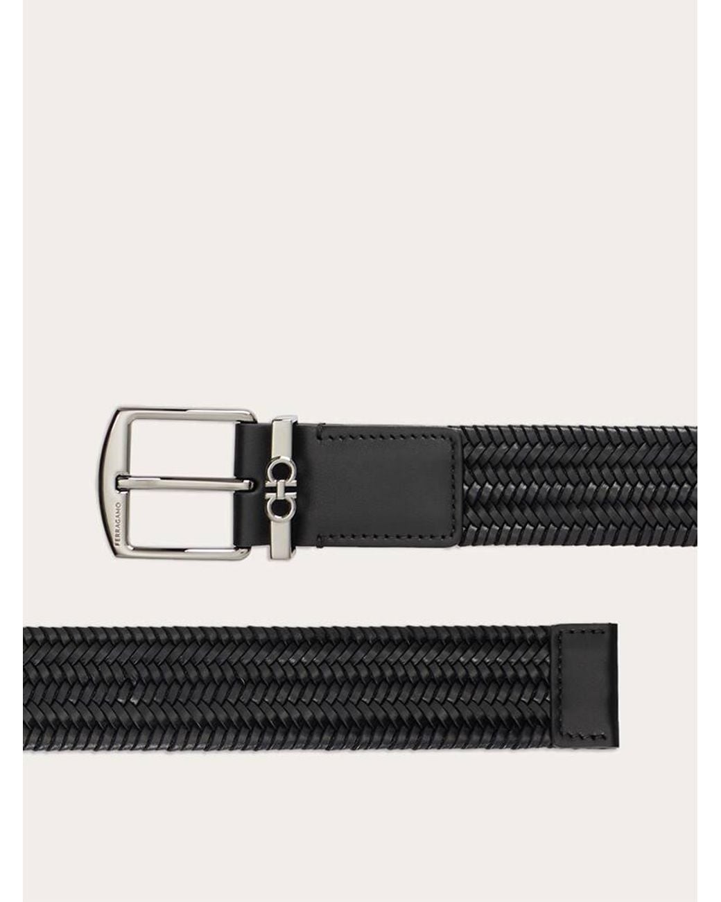 Ferragamo Black Woven Belt for men