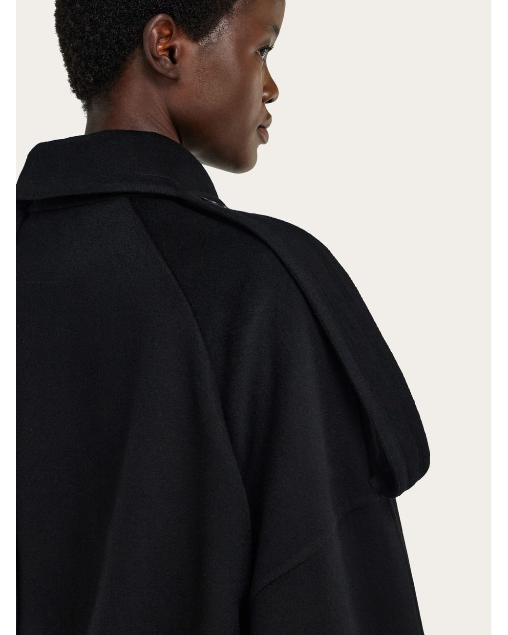 Ferragamo Black Double Breasted Oversize Coat