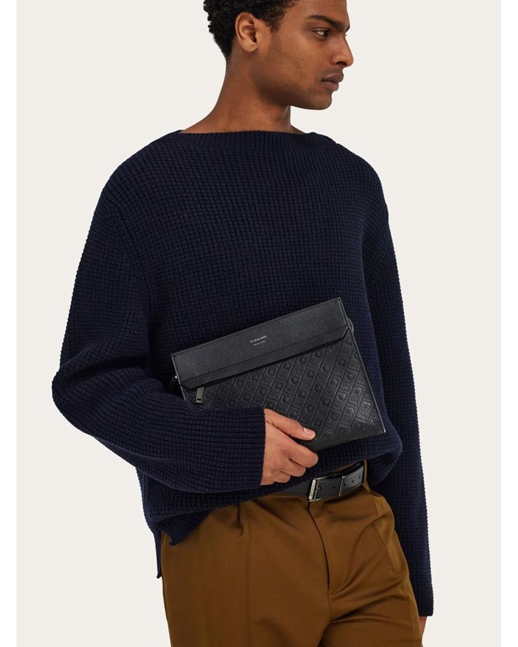 Ferragamo Black Monogram Pouch for men
