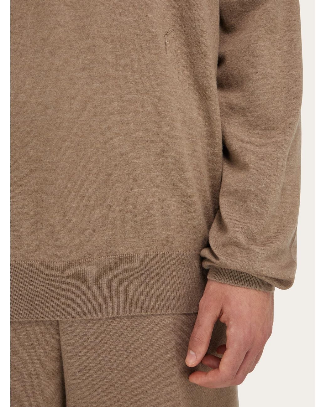 Ferragamo Natural V-Neck Sweater With Pocket Detail for men