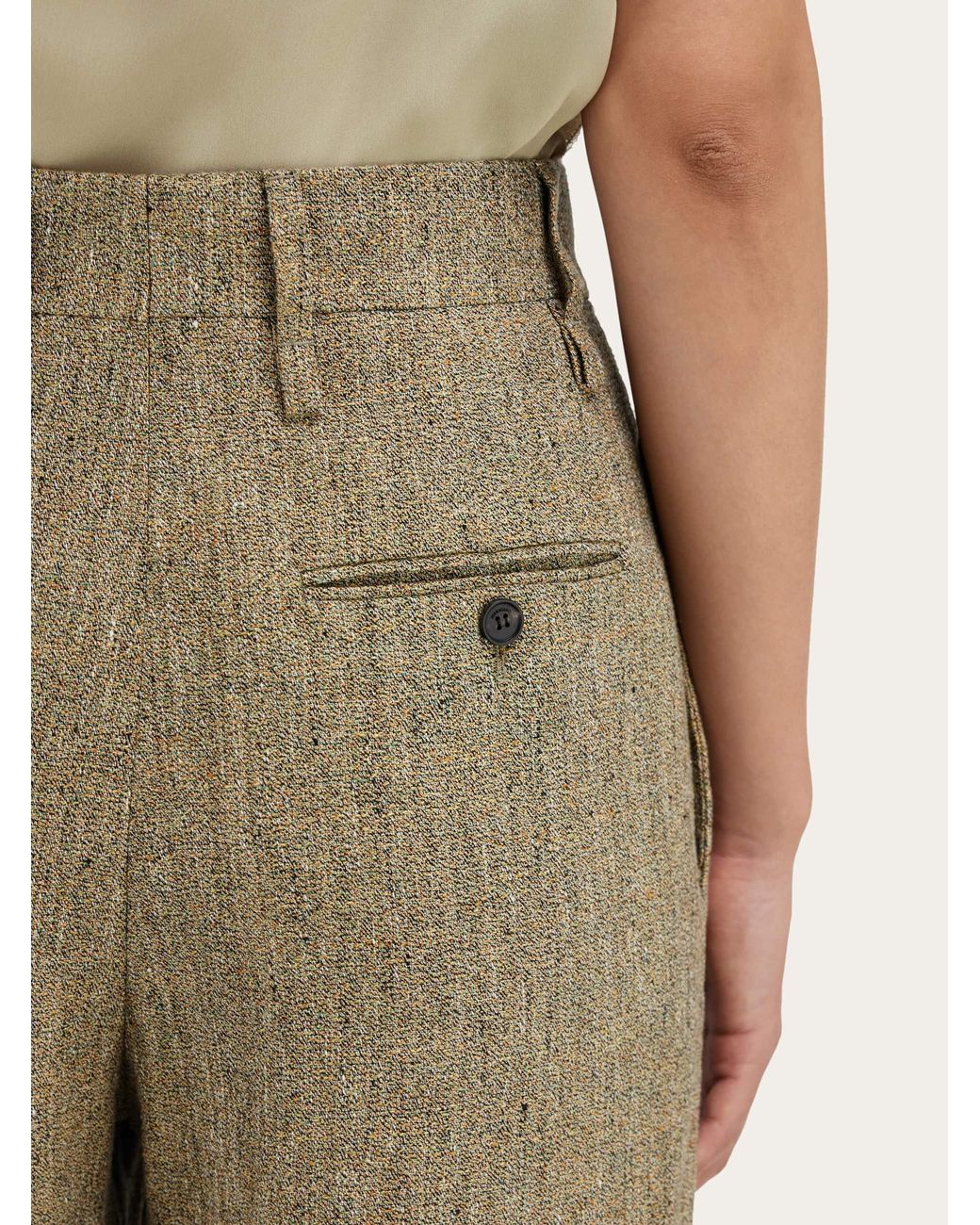 Ferragamo Natural Linen Tailored Trouser