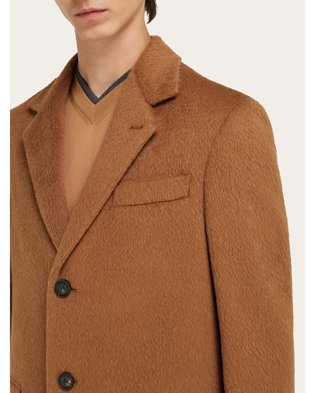 Ferragamo Brown Single-Breasted Coat for men